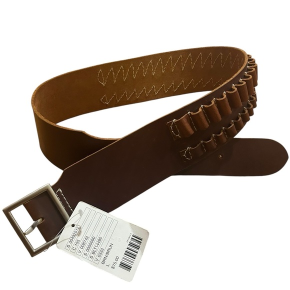 Urban Outfitters ECOTE bohemian Brown Leather woven wide belt Sz L - Picture 2 of 4